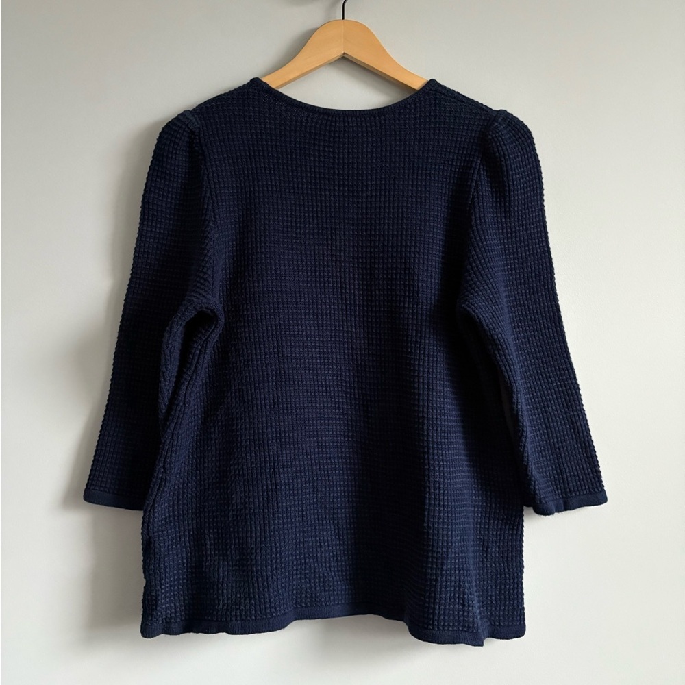 COS Navy Blue Waffle Knit Cotton Sweater | Size Medium - Picture 6 of 6
